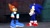 Size: 1920x1080 | Tagged: safe, artist:spikehedgelion8, sally acorn, sonic the hedgehog, chipmunk, hedgehog, 2022, alternate outfit, archie sonic the hedgehog, duo, female, garage, gmod, gun, indoors, looking at each other, male, minigun, ringblader, sally x sonic, shipping, straight, table, thinking, weapon
