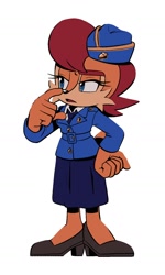 Size: 984x1640 | Tagged: safe, artist:jadepesky, sally acorn, chipmunk, the murder of sonic the hedgehog, 2025, alternate outfit, clothes, female, fully clothed, hat, skirt, solo, sprite