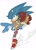 Size: 1354x1883 | Tagged: safe, artist:hirehire0606, sally acorn, sonic the hedgehog, chipmunk, hedgehog, 2026, carrying them, duo, dust, dust clouds, female, looking at viewer, male, running, sally x sonic, sally's vest and boots, shipping, simple background, straight, white background