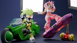 Size: 3840x2160 | Tagged: safe, artist:st0rm3ye, amy rose, surge the tenrec