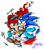 Size: 2852x3261 | Tagged: safe, artist:jokingjesterjj, sally acorn, sonic the hedgehog, chipmunk, hedgehog, 2026, carrying them, duo, falling leaves, female, leaves, looking at each other, male, running, sally x sonic, sally's vest and boots, shipping, simple background, straight, white background