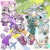 Size: 2048x2048 | Tagged: safe, artist:abandonsea, blaze the cat, silver the hedgehog, cat, hedgehog, 2026, abstract background, aircraft, bag, blaze x silver, blushing, camera, clothes, drink, drinking glasses, duo, emoticon, english text, flower, flower in ear, fully clothed, glasses, glasses on head, holding something, looking at viewer, looking back, looking offscreen, male, palm tree, pants, phone, shipping, shirt, shoes, soda, straight