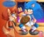 Size: 1350x1125 | Tagged: safe, artist:garabak0, sally acorn, sonic the hedgehog, chipmunk, hedgehog, 2024, alternate universe, blushing, comic, dialogue, drink, duo, english text, fireworks, flower, food, holding something, hot dog, looking at each other, male, nighttime, rose, shipping, sonallyk, speech bubble, straight, watermark, window