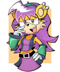 Size: 1280x1536 | Tagged: safe, artist:snow-pounder, mina mongoose, mongoose, female, hand on hip, lidded eyes, mouth open, open smile, smile, solo