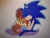 Size: 3664x2748 | Tagged: safe, artist:azumiangel, sally acorn, sonic the hedgehog, oc, chipmunk, hedgehog, 2009, baby, blanket, blue outline, carrying them, cute, father and child, father and daughter, female, looking at them, lying down, male, mother and child, mother and daughter, outline, sally x sonic, shipping, simple background, sitting, sleeping, smile, smiling at them, straight, trio, unnamed oc, white background