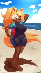 Size: 2108x3746 | Tagged: safe, artist:makoface, whisper the wolf, volleyball, wetsuit