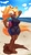 Size: 2108x3746 | Tagged: safe, artist:makoface, whisper the wolf, wolf, beach, clouds, daytime, eye clipping through hair, female, hand behind head, holding something, mouth open, open smile, outdoors, sand, smile, solo, volleyball, water, wetsuit