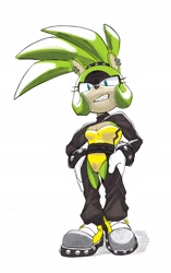 Size: 1286x2048 | Tagged: safe, artist:hartattackart, surge the tenrec, female, hands on hips, simple background, solo, solo female, white background