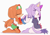 Size: 850x595 | Tagged: safe, artist:twistedsquid, blaze the cat, tikal, duo, eyes closed, female, frown, kneeling, looking offscreen, simple background, smile
