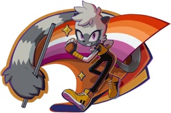 Size: 1024x680 | Tagged: safe, artist:feoultima, tangle the lemur, 2026, lesbian, lesbian pride, pride, pride flag, simple background, solo, white background