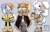 Size: 2048x1311 | Tagged: safe, artist:bobflow1997, lanolin the sheep, tangle the lemur, whisper the wolf, lemur, sheep, wolf, 2025, bag, beanie, coat, coffee, diamond cutters, drink, eyes closed, fangs, female, grey background, hat, holding something, jacket, simple background, smile, trio, ushanka hat, winter outfit