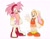Size: 2048x1608 | Tagged: safe, artist:piko_nae, amy rose, cream the rabbit, cat, hedgehog, 2026, clothes, duo, flat colors, gender swap, grey background, headscarf, looking at viewer, male, signature, simple background, smile, standing, waving