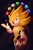 Size: 1372x2048 | Tagged: safe, artist:maira_noe_, sonic the hedgehog, super sonic, hedgehog, 2026, chaos emerald, flying, lineless, male, mid-air, smile, solo, space, sparkles, star (sky), super form