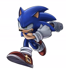 Size: 1640x1771 | Tagged: safe, artist:jadepesky, sonic the hedgehog, 2026, clenched teeth, frown, looking offscreen, running, simple background, solo, treads, white background