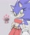 Size: 868x1024 | Tagged: safe, artist:ialehlg, amy rose, sonic the hedgehog, hedgehog, 2026, amy x sonic, belly button, duo, female, flat colors, grey background, half r63 shipping, heart, lesbian, midriff, outline, shipping, simple background, smile, sparkles, standing, trans female, trans girl sonic, transgender