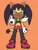 Size: 1536x2048 | Tagged: safe, artist:parukoenjoyer, honey the cat, cat, :3, female, lidded eyes, looking at viewer, middle finger, orange background, simple background, smile, smiling at viewer, smug, solo