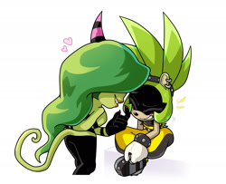 Size: 1887x1535 | Tagged: safe, artist:seventeendeer, surge the tenrec, zeena, 2025, crack shipping, duo, flirting, heart, lesbian, shipping, simple background, sitting, smile, standing, surge x zeena, white background