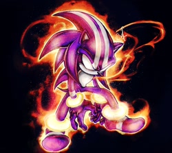 Size: 1384x1234 | Tagged: safe, artist:murilo9war, sonic the hedgehog, 2026, aura, black background, darkspine sonic, simple background, solo