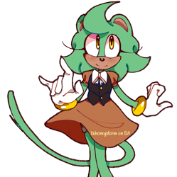 Size: 676x680 | Tagged: safe, artist:xxhoneystorm, oc, oc:clover the ferret, 2025, devil horns (gesture), eyelashes, ferret, oc only, simple background, smile, solo, standing, transparent background