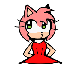Size: 1571x1353 | Tagged: safe, artist:amydaily, amy rose, 2026, flat colors, hands behind back, looking offscreen, pout, simple background, solo, white background
