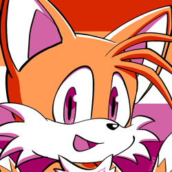 Size: 1200x1200 | Tagged: safe, artist:star-crimson, miles "tails" prower, 2026, icon, lesbian pride, limited palette, looking at viewer, pride, pride flag, pride flag background, pride month, smile, solo