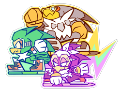 Size: 2048x1522 | Tagged: safe, artist:fizzy-dizz, jet the hawk, storm the albatross, wave the swallow, bird, 2026, anniversary, babylon rogues, cute, extreme gear, female, flat colors, goggles, jetabetes, looking offscreen, male, outline, simple background, smile, sonic riders, stormabetes, transparent background, trio, wavabetes