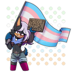 Size: 1000x1000 | Tagged: safe, artist:xxsjdoodlesxx, oc, 2026, collar, freckles, holding something, obtrusive watermark, oc only, positivity, pride, pride flag, pride month, scar, short, sign, smile, solo, standing, stockings, top surgery scars, topless, trans male, trans pride, transgender, transmasculine, transparent background, watermark