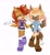 Size: 1880x2048 | Tagged: safe, artist:melodycler01, sonia acorn, oc, oc:solas lowe (zeromegascaesin), chipmunk, wolf, 2024, blushing, canon x oc, clothes, duo, eyes closed, female, food, holding something, ice cream, male, parent:sally, parent:sonic, parents:sonally, shipping, simple background, straight, talking, teenager, walking, white background