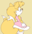 Size: 694x737 | Tagged: safe, artist:virus-20, miles "tails" prower, fox, 2011, alternate version, amy's halterneck dress, boots, clothes, dress, eyelashes, female, flat colors, from behind, frown, gender swap, looking offscreen, simple background, solo, standing, yellow background