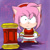 Size: 600x600 | Tagged: safe, artist:garugirosonicshadow, amy rose, hedgehog, 2010, angry, english text, eyebrow clipping through hair, female, frown, holding something, looking offscreen, piko piko hammer, solo, south park, style emulation, text