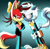 Size: 2050x2000 | Tagged: safe, artist:fartist2020, fiona fox, tangle the lemur, fox, lemur, angry, arms folded, clenched fists, clenched teeth, duo, female, glaring, gradient background, leaning forward, looking at each other, noses are touching, smile, smug, squinting