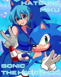 Size: 1440x1800 | Tagged: safe, artist:mimiipyon, sonic the hedgehog, hatsune miku