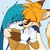 Size: 1141x1146 | Tagged: safe, artist:blxejxstice, kit the fennec, miles "tails" prower, 2026, aged up, alternate outfit, blushing, clothes, cute, duo, eyebrow clipping through hair, eyes closed, fur markings, gay, grey background, happy, heart, hugging, kit x tails, kitabetes, lidded eyes, looking at them, shipping, simple background, smile, tailabetes