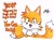 Size: 1600x1200 | Tagged: safe, artist:foxmitxy, miles "tails" prower, fox, 2026, dialogue, english text, exclamation mark, male, mouth open, one fang, positivity, signature, simple background, smile, solo, standing, talking, talking to viewer, text, white background