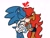 Size: 2048x1536 | Tagged: safe, artist:butterrrmoth, sally acorn, sonic the hedgehog, chipmunk, hedgehog, 2022, cute, duo, eyes closed, female, heart, holding something, kiss, male, sally x sonic, sally's ringblader outfit, shipping, simple background, standing, straight, white background
