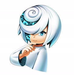 Size: 2003x2048 | Tagged: safe, artist:thatbirdguy_, sage, sonic frontiers, 2026, bust, glitch, looking at viewer, simple background, smile, solo, white background