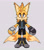 Size: 1810x2048 | Tagged: safe, artist:redstarring, miles "tails" prower, nine, fox, sonic prime, 2026, alternate universe, au:twin tails, ear fluff, front view, fur markings, grey background, lidded eyes, male, simple background, smile, solo, standing