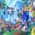 Size: 750x750 | Tagged: safe, artist:chaosc0ntr0l, buzz bomber, moto bug, robotnik, sonic the hedgehog, green hill zone, 2026, badnik, chasing, classic sonic (universe), clouds, coconut, crabmeat, daytime, dust clouds, eggmobile, flower, flying, food, fruit, grass, group, invincibility monitor, lineless, loop, mid-air, monitor, outdoors, palm tree, ring, robot, running, smile, sunflower, totem pole, treads, tree, water, waterfall