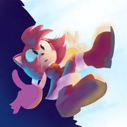 Size: 1600x1600 | Tagged: safe, artist:emiliatupatrona, amy rose, 2026, falling, from above, lineless, looking up, mouth open, solo, treads