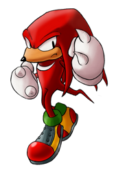 Size: 635x938 | Tagged: safe, artist:izzythefish, knuckles the echidna, 2026, clenched fists, frown, looking at viewer, simple background, solo, standing, white background