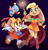 Size: 1900x1975 | Tagged: safe, artist:cloudypouty, cheese (chao), cream the rabbit, chao, rabbit, agender, bianca (spyro), crossover, female, grin, mouth open, open smile, smile, spyro (series), treads, trio