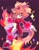 Size: 1578x2019 | Tagged: safe, artist:chaotixmidnight, blaze the cat, burning blaze, cat, arms out, female, fire, looking at viewer, solo, sparkles, super form, watermark