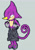 Size: 1447x2048 | Tagged: safe, artist:julien3223, espio the chameleon, lizard, 2026, backpack, chameleon, clothes, ear piercing, earring, eyebrow piercing, face piercing, frown, grey background, lidded eyes, male, pants, phone, sandals, scar, simple background, solo, topless, trans boy espio, trans male, transgender, wraps