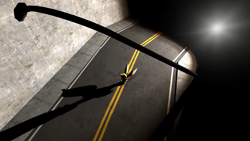 Size: 1920x1080 | Tagged: safe, artist:greatwhite studios, miles "tails" prower, 3d, from above, running, screencap, shadow (lighting), solo, street, street light, the backrooms