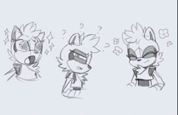Size: 1179x763 | Tagged: safe, artist:pocketscribbs, tangle the lemur, 2026, bust, confused, cute, female, flower, grey background, greyscale, happy, monochrome, mouth open, question mark, shocked, simple background, smile, solo, sparkles, tangabetes