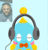 Size: 585x607 | Tagged: safe, artist:sonic3_da, cheese (chao), chao, 2026, agender, blue background, cheeseabetes, cute, eyes closed, headphones, listening to music, neutral chao, reference inset, simple background, sitting, smile, solo, solo agender, wire