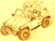 Size: 1016x771 | Tagged: safe, sally acorn, sonic the hedgehog, chipmunk, hedgehog, 2015, black and white, car, clothes, driving, duo, female, glasses, jeep, jeep wrangler, looking at viewer, male, sally x sonic, sally's vest and boots, shipping, shirt, simple background, star (symbol), straight, suv, traditional media, vehicle, vest, wind, yellow background