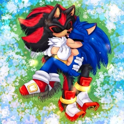 Size: 2048x2048 | Tagged: safe, artist:ckuzusouda, shadow the hedgehog, sonic the hedgehog, shadow x sonic, shipping