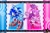 Size: 2048x1346 | Tagged: safe, artist:soapyyness, blaze the cat, sonic the hedgehog, cat, hedgehog, abstract background, character name, female, frown, male, smile, sonic rush, text, treads