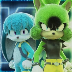 Size: 1278x1278 | Tagged: safe, artist:jazminsan8, kit the fennec, surge the tenrec, fox, tenrec, 2022, duo, female, fennec, looking at viewer, male, movie style, standing, style emulation